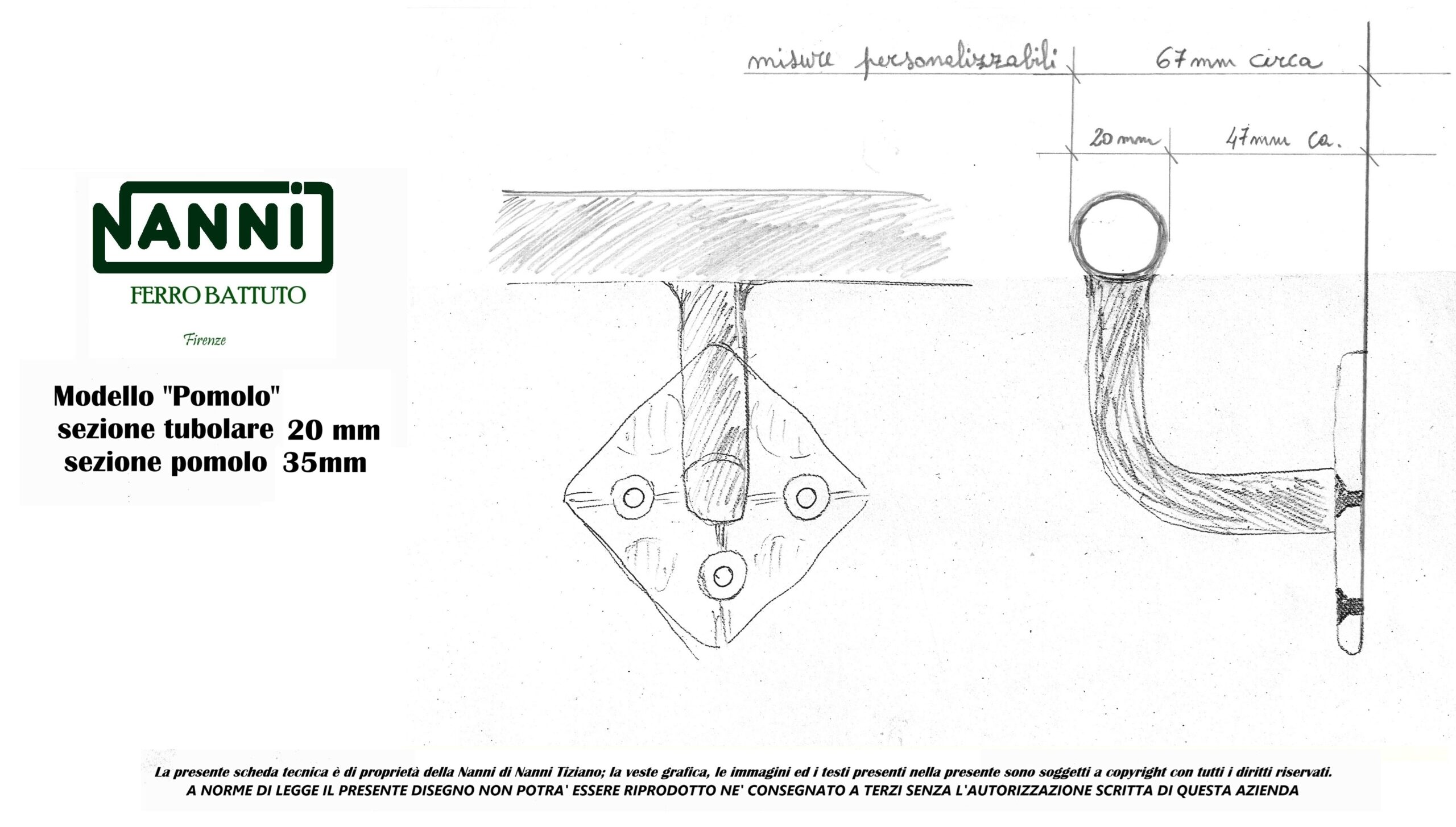 Corrimano con "Pomolo" sezione tubolare mm. 20 - immagine 3