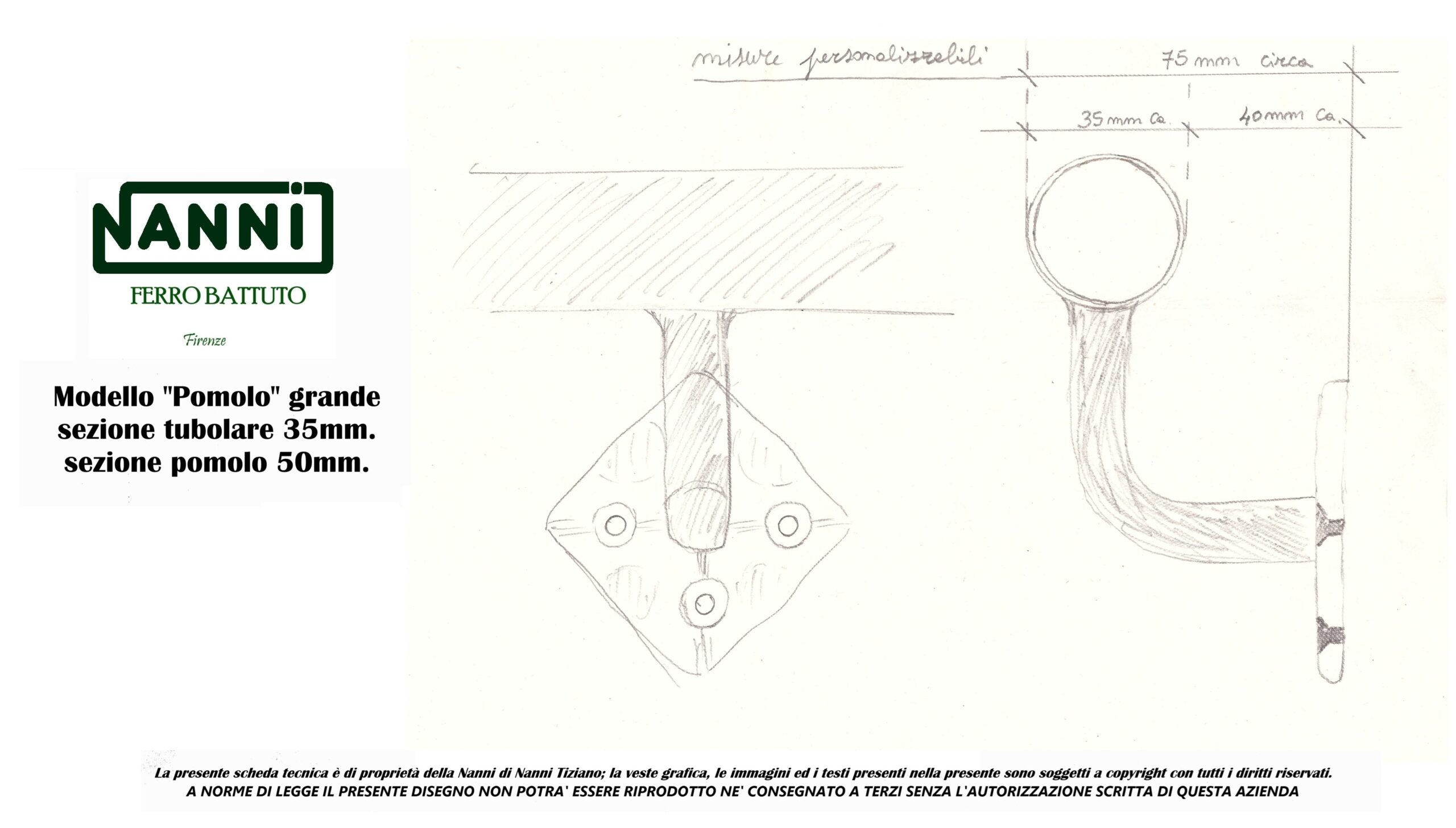 Corrimano con "Pomolo" sezione tubolare mm. 35 - immagine 2